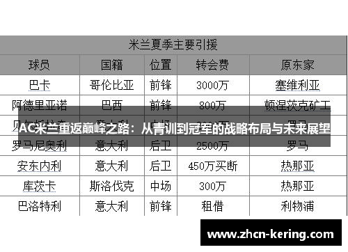 AC米兰重返巅峰之路：从青训到冠军的战略布局与未来展望